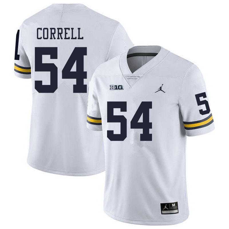 Men #54 Kraig Correll Michigan Wolverines College Football Jerseys Sale-White